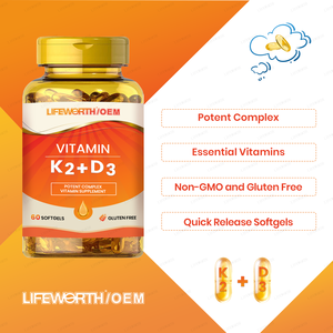 ไลฟ์เวิร์ธ ไพรเวท เลเบล ดี3 เค2 (5000 ยูเอ็ม ดี3 + 100 ไมโครกรัม เอ็มเค 7) ซอฟต์เจล แคปซูลเสริมอาหาร บำรุงกระดูกและหัวใจ ผลิตภัณฑ์แบบ OEM จำนวนมาก - Product Image 5