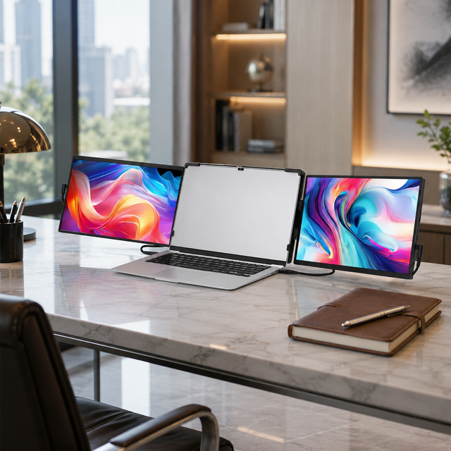 Triple Screen Laptop Extender 1920x1200 IPS Laptop Monitor Extender Dual Screen USB-C Mini for Travel