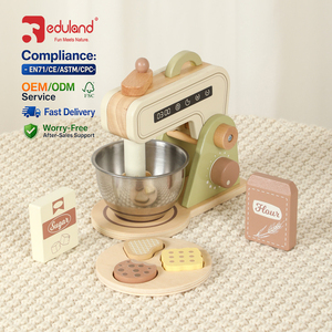 EDULAND OEM ODM Juego <span class=keywords><strong>de</strong></span> <span class=keywords><strong>Juguetes</strong></span> <span class=keywords><strong>de</strong></span> Cocina <span class=keywords><strong>de</strong></span> Madera Verde para Niños, Licuadora <span class=keywords><strong>de</strong></span> Simulación, Utensilios para Hacer Pan - Product Image 3