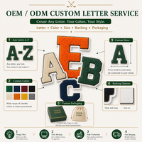 Patch brodé personnalisé en chenille avec lettre A-Z (tissu feutre) – Patch lettres colorées pour uniforme de baseball