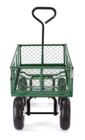 Chariot de jardin robuste en acier inoxydable à plateforme grillagée, capacité de 295 kg, poignée utilitaire pliable, chariot à quatre roues, OEM