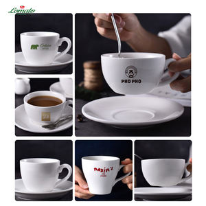 Juego de Taza y Platillo de Café de Cerámica Blanca con Logotipo Personalizado, Diseño de Asa Único, Taza de Espresso, Regalo para Hotel, Restaurante, Boda, Venta al Por Mayor - Product Image 6