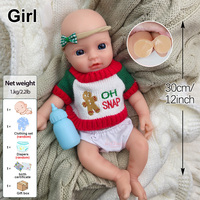 Poupée Bébé Reborn en Silicone de 12 Pouces, Réaliste, Yeux Ouverts, Poupée Nouveau-né Réveillée, Détails de Veines Réalistes, Toucher en Silicone Doux, Poupée de Jeu pour Enfants