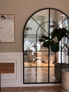 Franse Boog Full-Length Spiegel Woonkamer Muur Gemonteerde Vloer Decoratieve Spiegel Licht Luxe Kleding Winkel Dressing Spiegel - Product Image 4