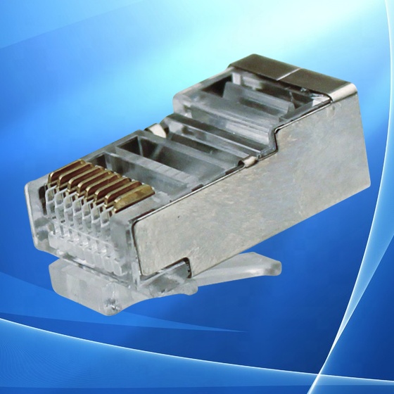 Сетевой разъем Rj45 Cat5e Cat6 по заводской цене, 8P8C, экранированная кристаллическая головка, Позолоченный разъем RJ45 для компьютера