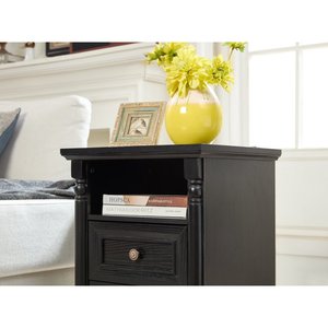 Farmhouse Style 2 Drawer Sofa Side <b>Table</b> <b>Tall</b> Rustic Wood Square Nightstand Wooden Base Roman - Product Image 6