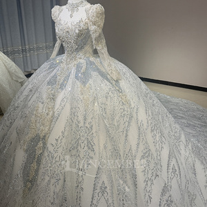 <span class=keywords><strong>Robe</strong></span> de mariée de bal Dw0177, <span class=keywords><strong>robe</strong></span> de mariée à lacets recouverts, manches longues, dentelle, perles, dos nu, robes de mariée personnalisées Jancember - Product Image 4