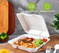 Boîte à lunch écologique en fibre de bambou, 9 pouces, 3 compartiments, micro-ondable, 1300 ml, avec couvercle à charnière