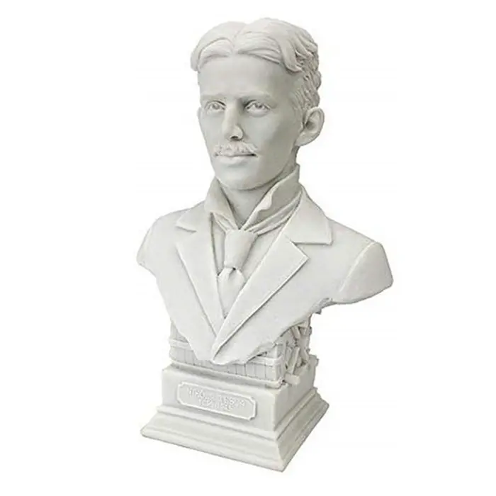 Busto de resina de poliresina busto de resina unido, busto de Nikola Tesla, escultura de resina de mármol