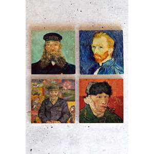 ชุดจานรองแก้วหิน 4 ชิ้น วินเซนต์ แวนโก๊ะ รุ่นตุรกี VanGogh01 สำหรับตกแต่งโต๊ะและเครื่องประดับ - Product Image 1