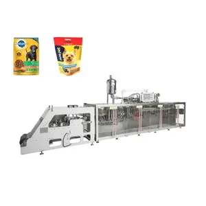 Horizontal duplex standard doypack machine d'emballage pour aliments pour animaux personnalisable sac plat sac à fermeture éclair chat chien nourriture machine d'emballage