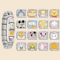 Bracelet à breloques italien tendance, coloré, motifs Cœur, Œil, Bus, Volcan, Lever de soleil, compatible avec maillons de 9 mm, en acier inoxydable, pour la création de bijoux DIY pour femmes et hommes