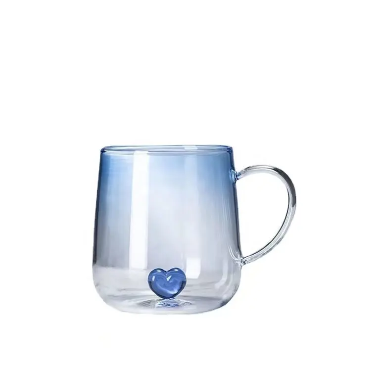 Yeni tasarım çiftler için kupa pembe mavi kalp içinde çay bira bardakları çift bardak limon suyu kahve kupaları kupalar