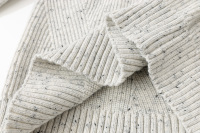 Damen Viertelreißverschluss-Pullover mit Rippenmuster, Lederzug und Stehkragen, Melierter Tweed-Jumper
