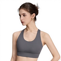 452 Soutien-gorge de sport respirant haute performance pour femme, dos ajouré, bonnets fixes, pour yoga, course et entraînement, avec logo frontal