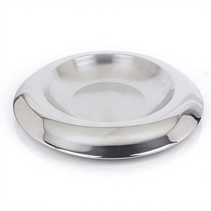 Assiette de service ronde en acier inoxydable, design minimaliste poli, compatible lave-vaisselle, vaisselle et assiettes en métal - Product Image 1
