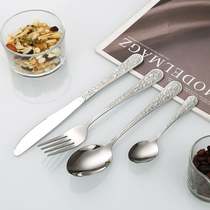 Couteau, fourchette, cuillère et <span class=keywords><strong>couverts</strong></span> à dessert en acier inoxydable 410, motif <span class=keywords><strong>Christofle</strong></span>, style rétro, queue de phénix en relief, 1 pièce MOQ - Product Image 5
