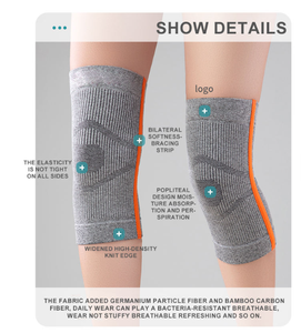 Hot Sale Gebreide Germanium Carbon Knie Brace Ondersteuning Hoge Elastische Compressie Nylon Knie Mouw - Product Image 6