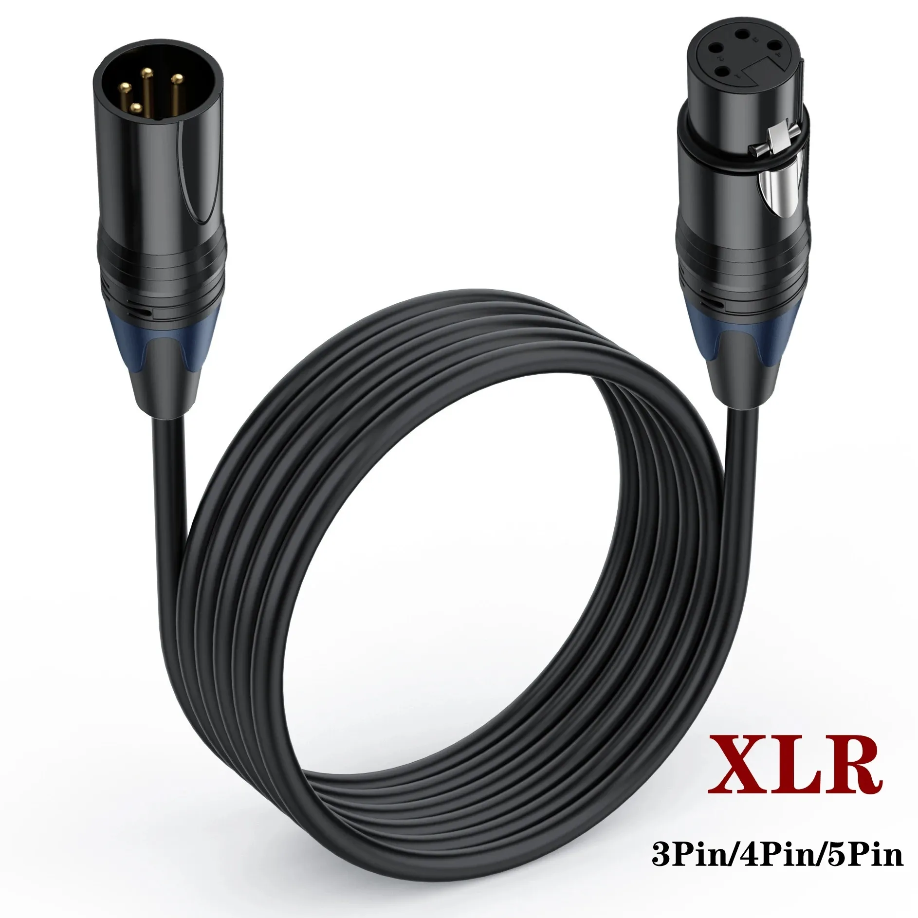 Cabo XLR 4 pinos 5 pinos 3 pinos macho para fêmea M/F OFC cabo de extensão de áudio XLR blindado para microfone misturador 1m 3m 5m 10m 15m 7.5m