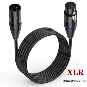 XLR 4针5针3针电缆公对母OFC音频扩展XLR电缆屏蔽，用于麦克风混音器1M 3m 5m 10m 15m 7.5m