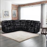 Set Sofa Recliner Elektrik Modern dengan Sandaran Kaki yang Dapat Diperpanjang, Pijat, Rangka Kayu, Bahan Kulit dan Kain untuk Ruang Tamu