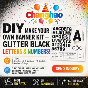DIY Black Glitter Letters &amp; Numbers Banner Kit Hanging Decor 116PCS Customizable for Birthday Party Gathering Event - Product Image 6