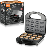 Machine à gaufres et biscuits électrique RAF R.532G 750W antiadhésive à double face chauffante, compacte pour la pâtisserie maison