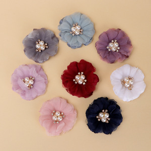 Fabric Decorative Flowers 10 Cm Pearl Center Hair <b>Accessories</b> For <b>Wedding</b> And DIY Crafting - Product Image 1