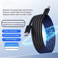 Câble de données magnétique Type-C anti-emmêlement, câble de charge rapide USB-C vers USB Type-C PD 60/66 W pour iPhone et Samsung