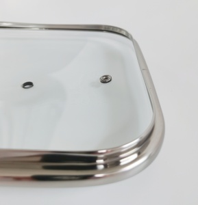 Couvercle en verre trempé de forme carrée Pièces d'ustensiles de cuisine Couvercle de casserole en acier inoxydable sûr pour les aliments - Product Image 4
