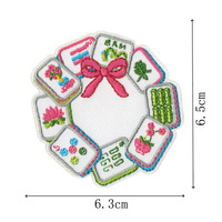 Patchs brodés Mahjong floraux, appliques créatives style Mahjong, motifs de tuiles porte-bonheur à thermocoller