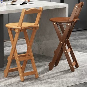 Folding <b>stool</b>, portable bar <b>stool</b>, milk tea shop cashier counter, high <b>stool</b>, living room chair with backrest, modern and - Product Image 1