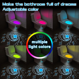 Smart Sensor-Activated Toilet LED Night Light — Rechargeable, <b>RGB</b> Color-Changing, with Projection Patterns Bathroom Toilet - Product Image 3