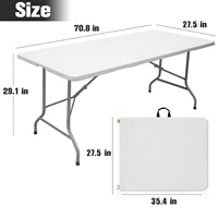 Table de pique-nique extérieure moderne et légère en plastique RJ LH-862, pliable et empilable, design contemporain pour usage en centre commercial