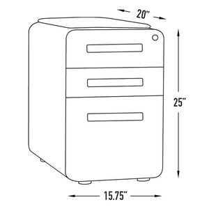 Utop văn phòng kim loại thép Tủ hồ sơ 3 ngăn kéo di động bệ đường cong Tủ hồ sơ với bánh xe và chỗ ngồi - Product Image 2