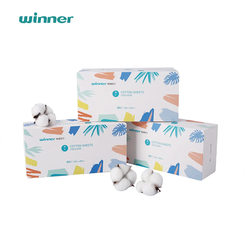 Winner OEM 100% coton tissue non woven eco friendly disposable natural soft cotton logo tissue paper custom facial tissues