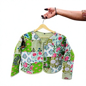 Veste matelassée en coton pour femme, style bohème imprimé, vestes matelassées faites à la main, cadeaux, veste à fermeture boutonnée pour femme, cadeaux - Product Image 1