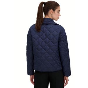 Veste enveloppe matelassée <span class=keywords><strong>bleu</strong></span> <span class=keywords><strong>marine</strong></span> pour femme - <span class=keywords><strong>Manteau</strong></span> matelassé surdimensionné à points de diamant avec ceinture à nouer Sehe Fashion - Product Image 4