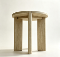 Table d'appoint ronde en chêne massif, avec assemblage à tenons apparents