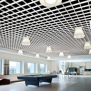 开放式单元铝格栅天花板流行现代办公天花板设计悬挂金属天花板建筑装饰材料