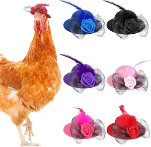 Cappelli di pollo alla moda per galline piccoli animali domestici con cappello con cinturino elastico regolabile |