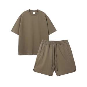 T-shirt personalizzata da uomo oversize tinta unita Shorts manica t-shirt da uomo sottile estate due pezzi <span class=keywords><strong>Set</strong></span> di <span class=keywords><strong>abbigliamento</strong></span> - Product Image 4