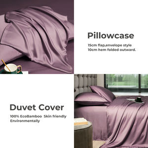 Ensemble de housse de <span class=keywords><strong>couette</strong></span> de qualité hôtelière de luxe, 100% fibre de bambou, taille king, 300 fils, toutes saisons, pour linge de lit haut de gamme - Product Image 2