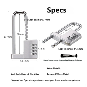 <span class=keywords><strong>Candados</strong></span> de Combinación Mecánicos Portátiles con Código de 4 Dígitos y Logotipo Personalizado, <span class=keywords><strong>Candados</strong></span> de Aleación de Zinc en Forma de U <span class=keywords><strong>para</strong></span> Exteriores, Escuelas y Gimnasios - Product Image 3