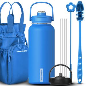 Borraccia Termica FAYREN <span class=keywords><strong>in</strong></span> <span class=keywords><strong>Acciaio</strong></span> Inossidabile con Borsa per il Trasporto 24/32/40oz, Thermos Antigoccia per Sport ed Escursionismo - Product Image 1