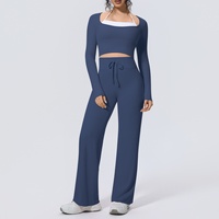 Legging de yoga effet seconde peau, couleur unie, double couture, avec cordon de serrage, très élastique, respirant, en Spandex/Nylon, faux deux pièces, pour le commerce transfrontalier