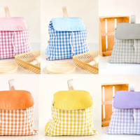 Sac à dos scolaire en toile personnalisé pour enfants, avec logo et nom, motif Gingham, pour livres