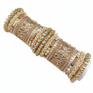 Beautiful Kundan Pearl and Meenakari Openable <b>Bangles</b> <b>Set</b> Designer Premium Jewelry for Wedding and Party Wear - Product Image 2
