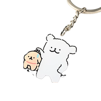 Porte-clés mignon en forme de couple d'ours en acrylique, dessin animé amusant, en PVC écologique, découpé et imprimé, avec mousqueton pour sacs d'école et clés