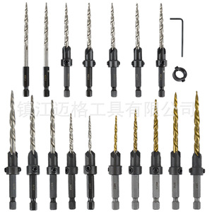 Hex Shank Countersink Drill Set Steel Application Bright Finish Tapered Woodworking Drills - Product Image 1